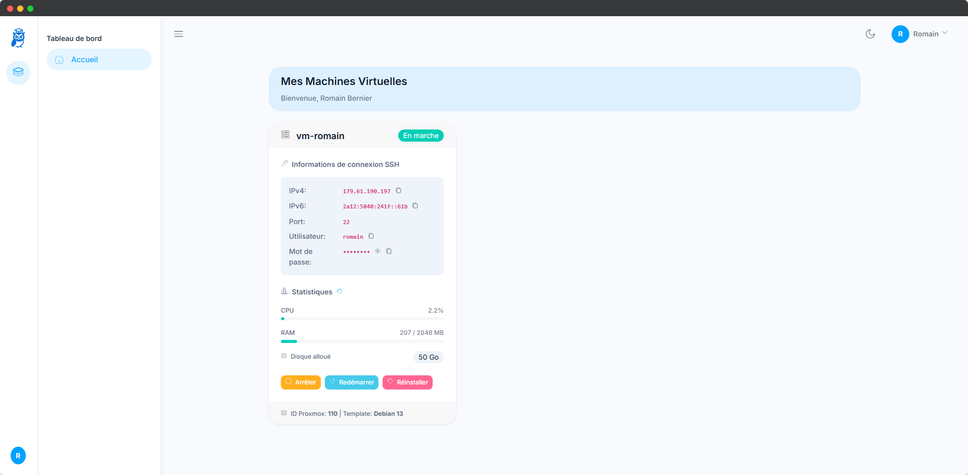 Interface Élève EducVM