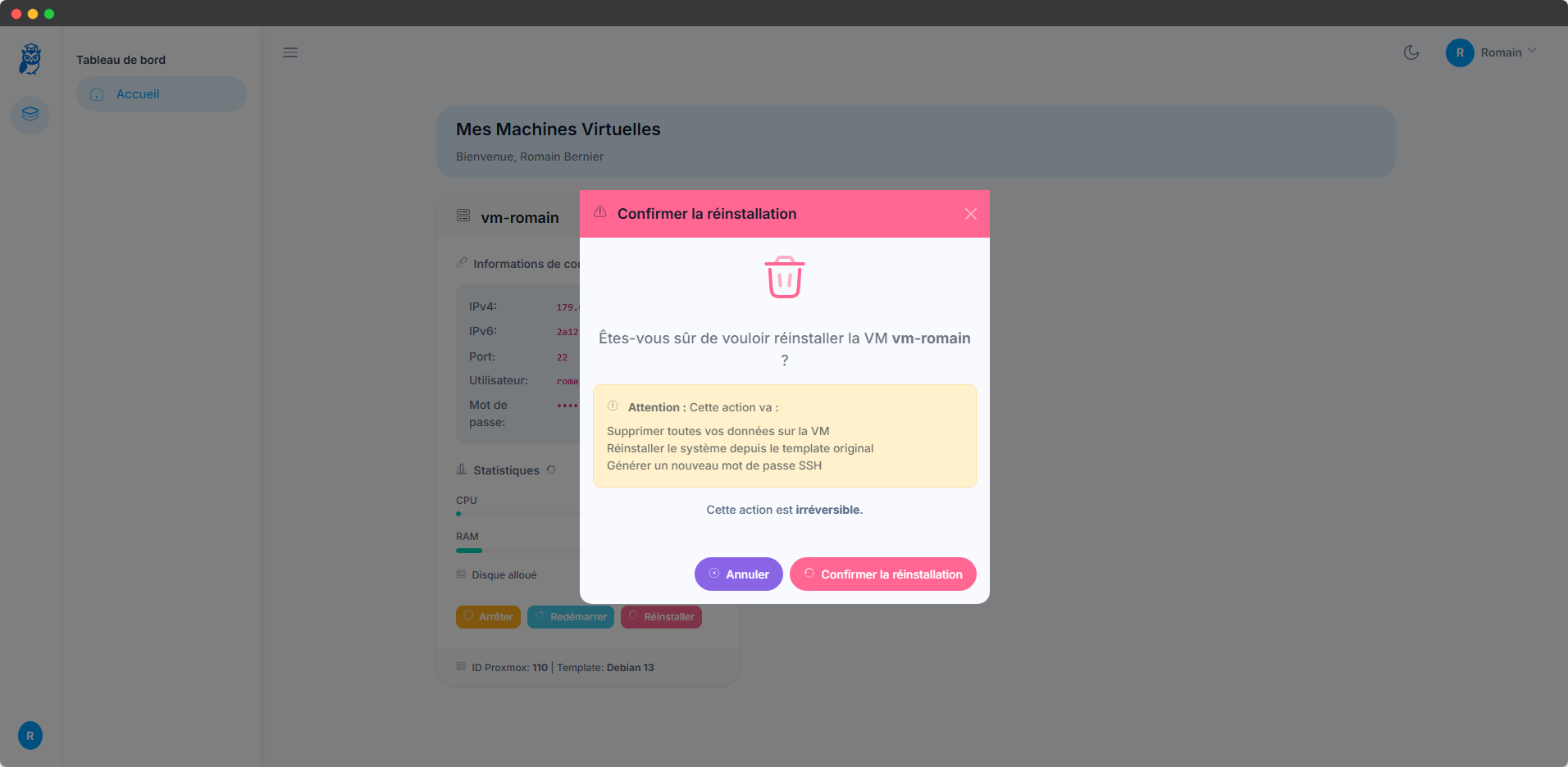 Interface Élève EducVM